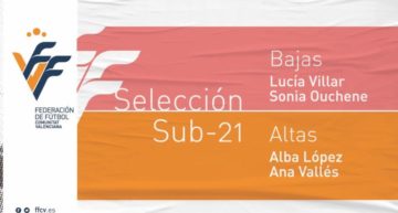 Cambios en la Selección FFCV Femenina Sub-21: Alba López y Ana Vallés sustituyen a Ouchene y Villar
