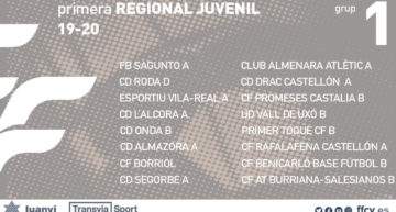Grupos 19-20 confirmados para la Primera Regional Juvenil FFCV