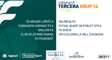 Calendarios oficiales de los subgrupos Tercera División FFCV de fútbol sala 2020-21