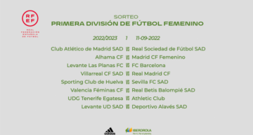 La RFEF rectifica y anuncia el calendario definitivo de la Primera División Femenina 22/23