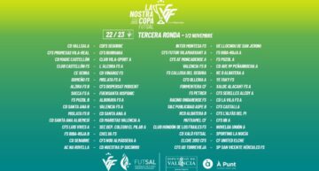 La FFCV anuncia los emparejamientos de la tercera ronda de ‘La Nostra Copa’ de fútbol sala